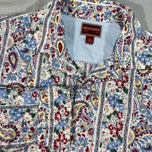 Tommy Hilfiger Shirt Floral Paisley Pastel Button Up Long Sleeve Mens Size Large